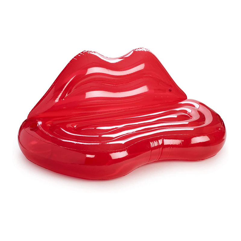 Sofá inflável de lábios vermelhos transparentes